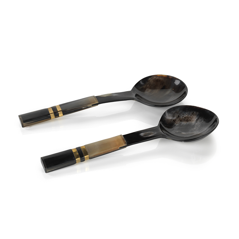 Seychelles Salad Server Set with Horn Handle