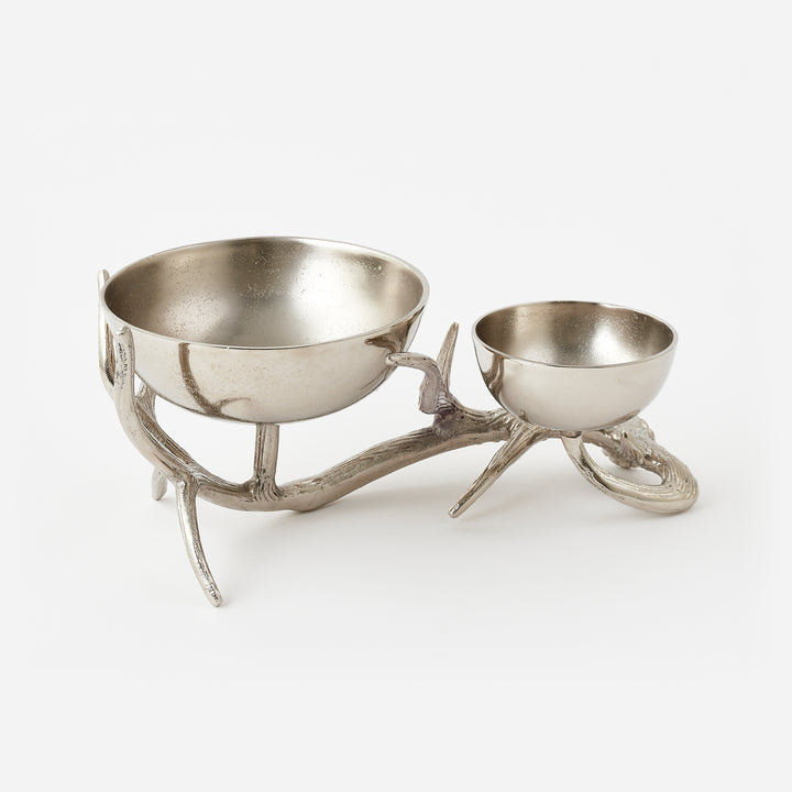Double Bowl Antler Server