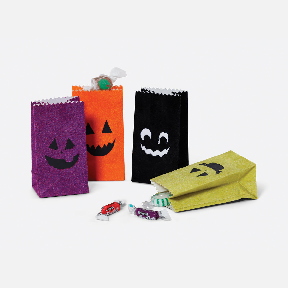 Halloween Flocked Treat Bags - Set of 4 Assorted