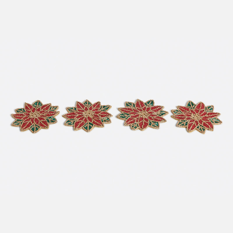 Beaded Poinsettia Coaster