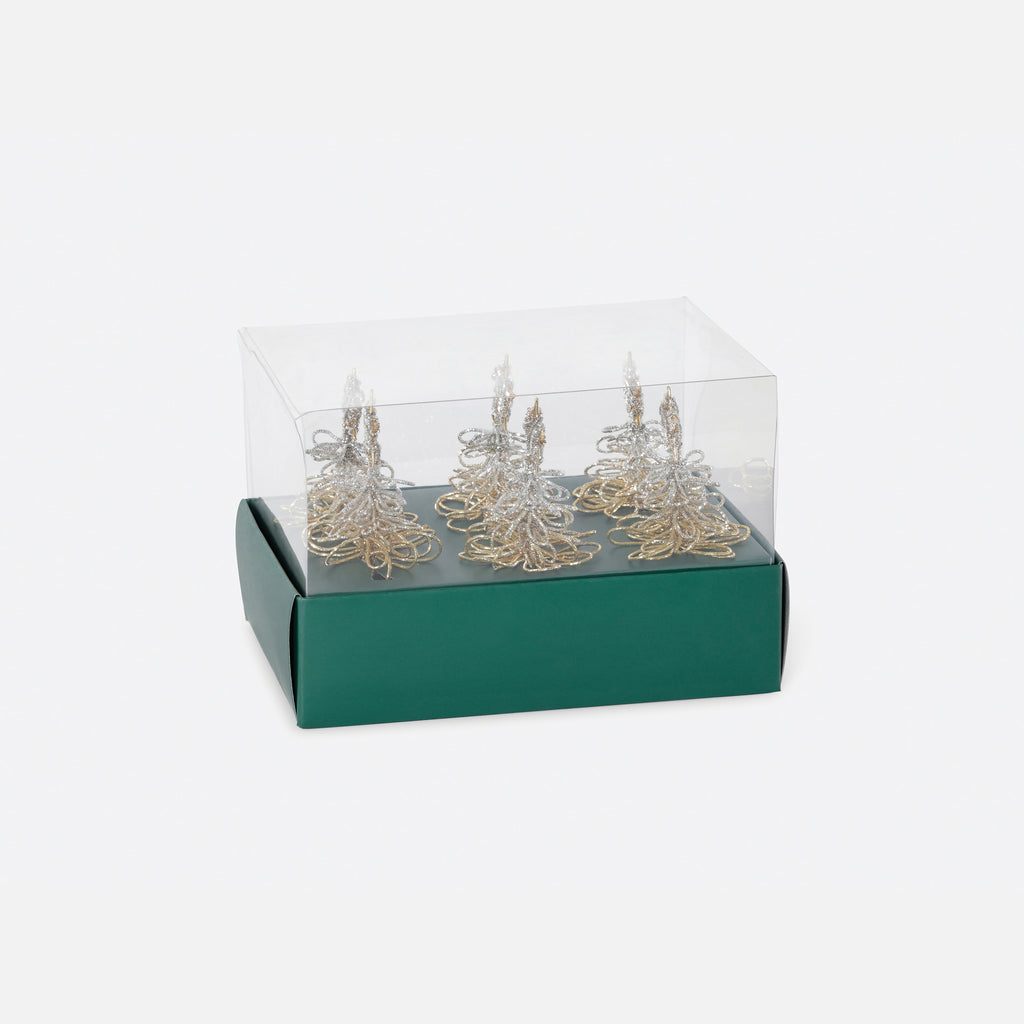 Tinsel Tree Napkin Rings, Set of 6 - Gold