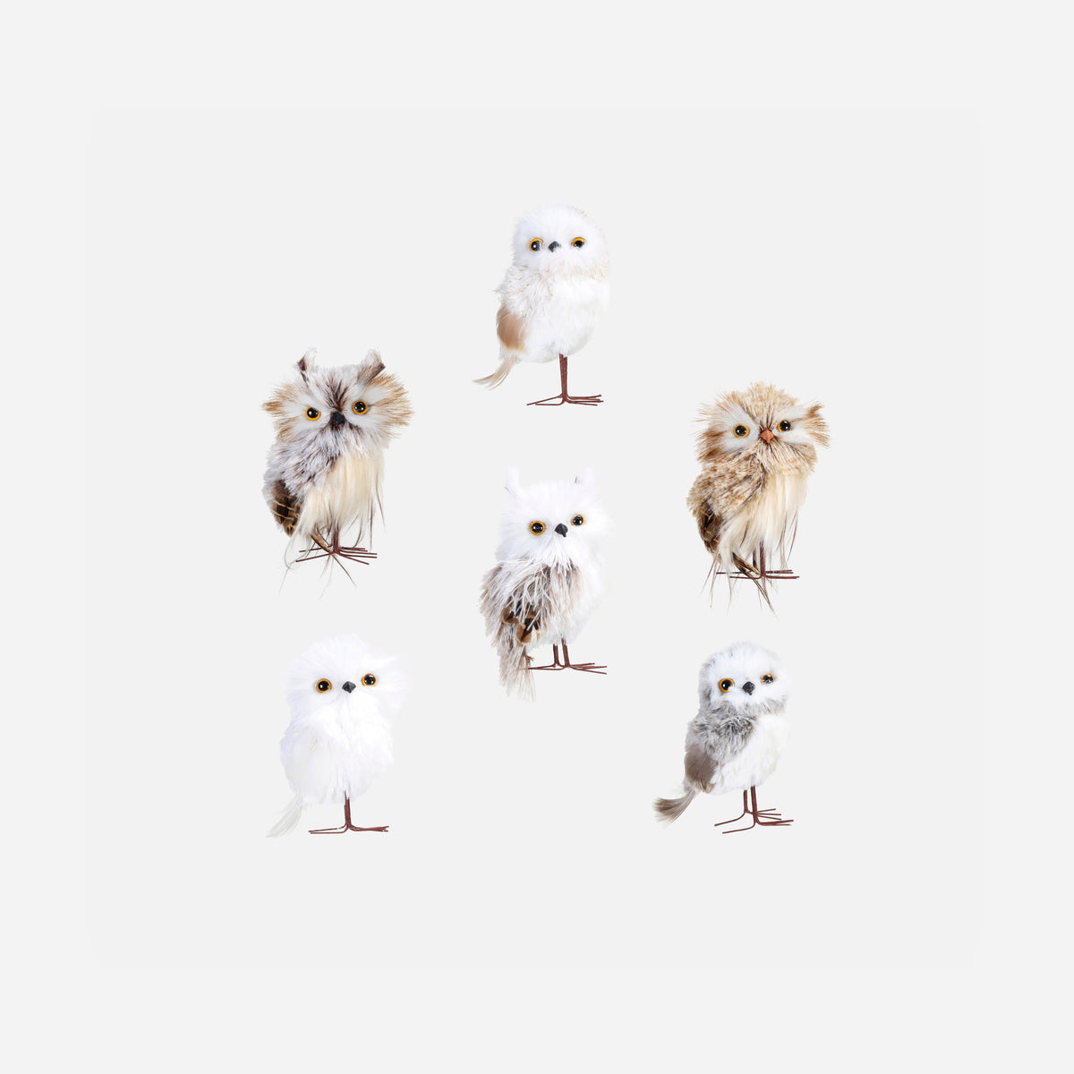 Arctic Owl Ornament, Set of 6 Assorted