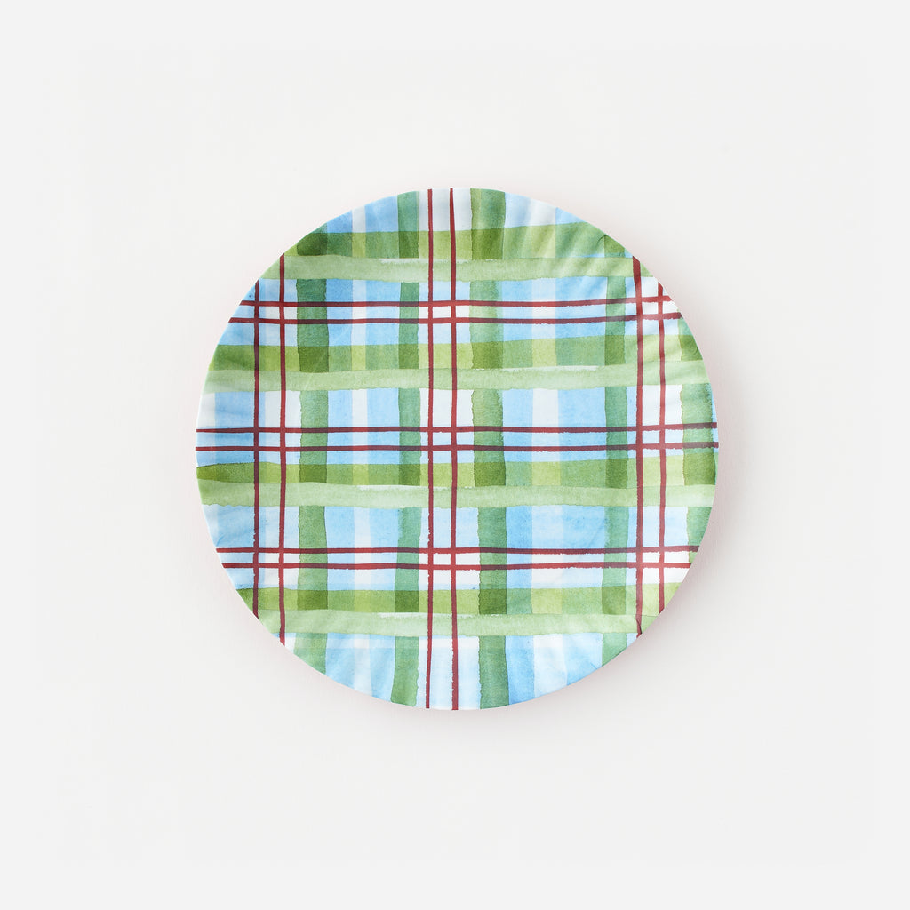 Plaid "Paper" Plate, Set of 4 Assorted Designs