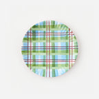 Plaid "Paper" Plate, Set of 4 Assorted Designs