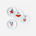 American Holiday "Paper" Plate - 4 Assorted featuring festive designs for the Fourth of July celebrations.