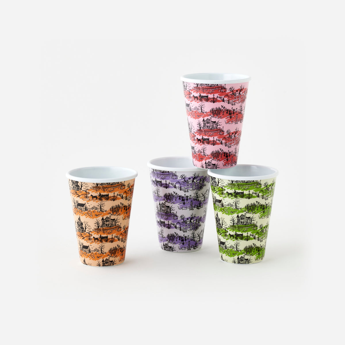Spooky Toile Cup, Set of 4 Assorted