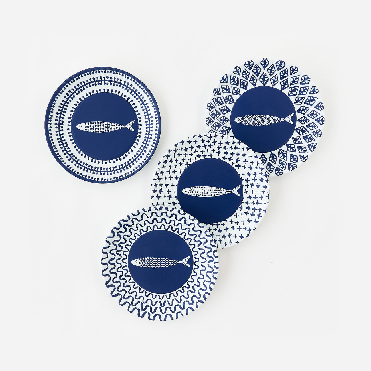 Fish "Paper" Appetizer Plate, 4 Assorted Plates