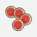 Watermelon "Paper" Plate - Set of 4 displayed with vibrant red center and green rind design.