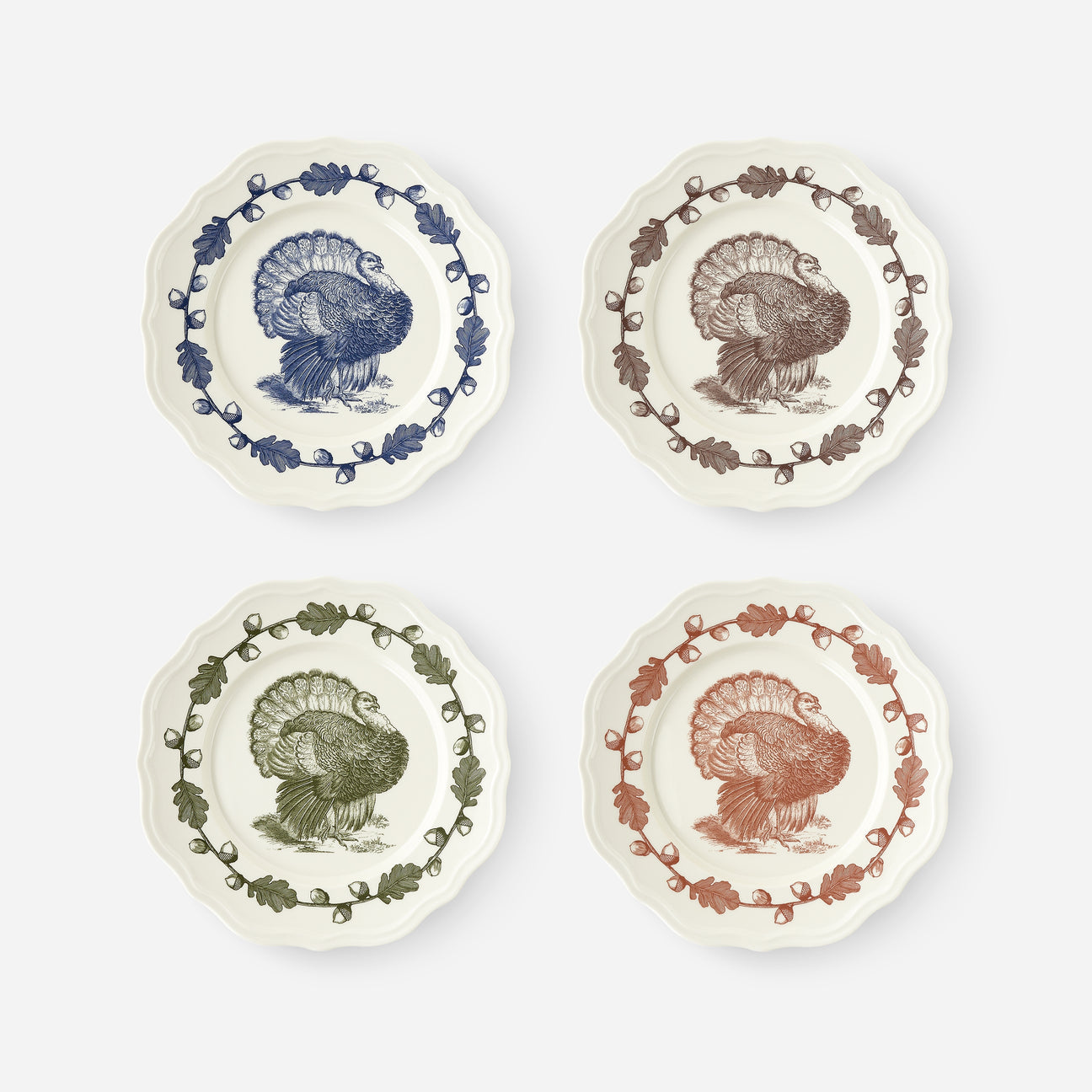 Turkey Scalloped Plates, Set of 4