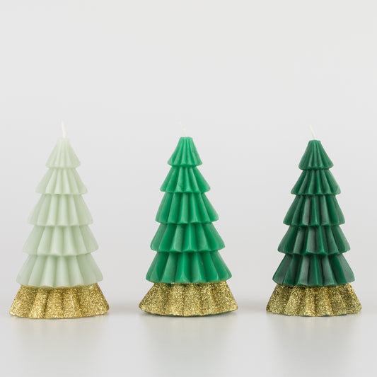 Green Tree Candles - Set of 3