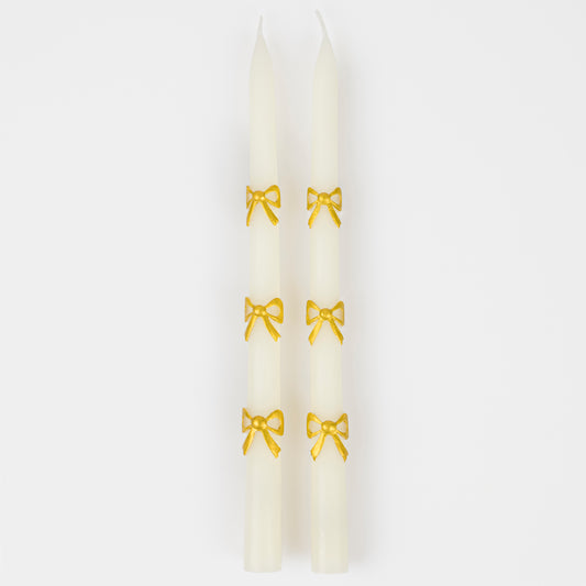 Gold Bow Taper candles