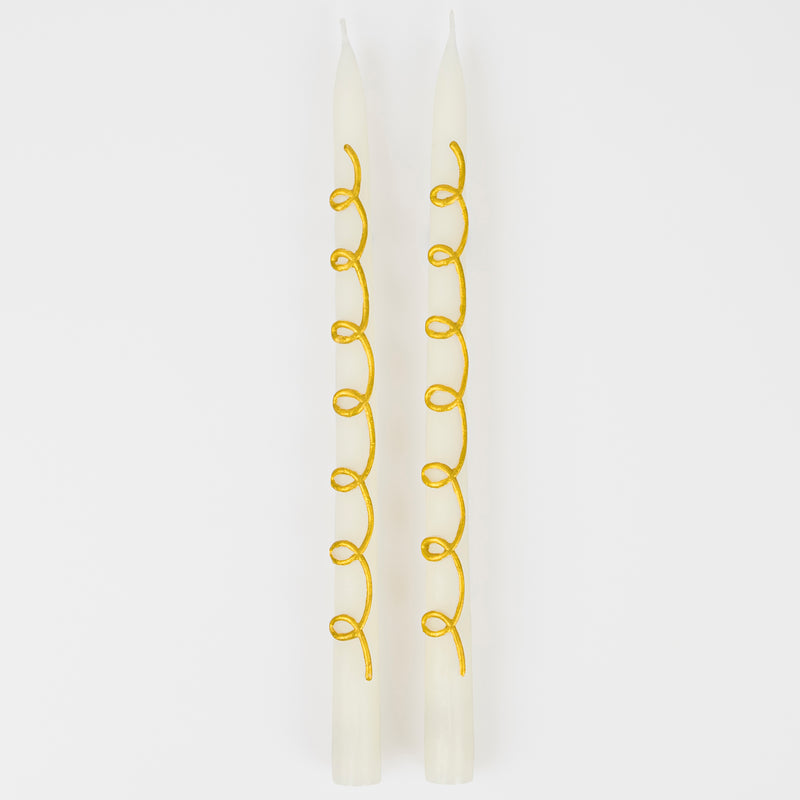 Gold Swirl Taper candles - Candles by Carlyle Avenue