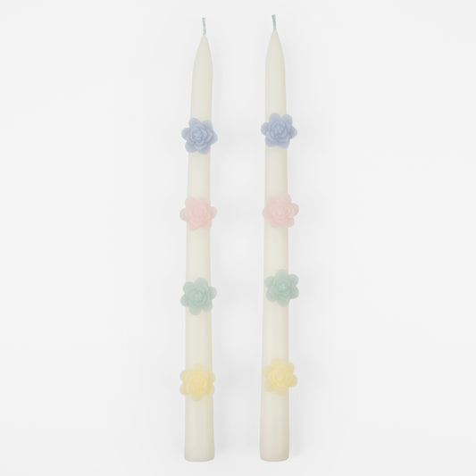 Pastel Flower Taper Candles