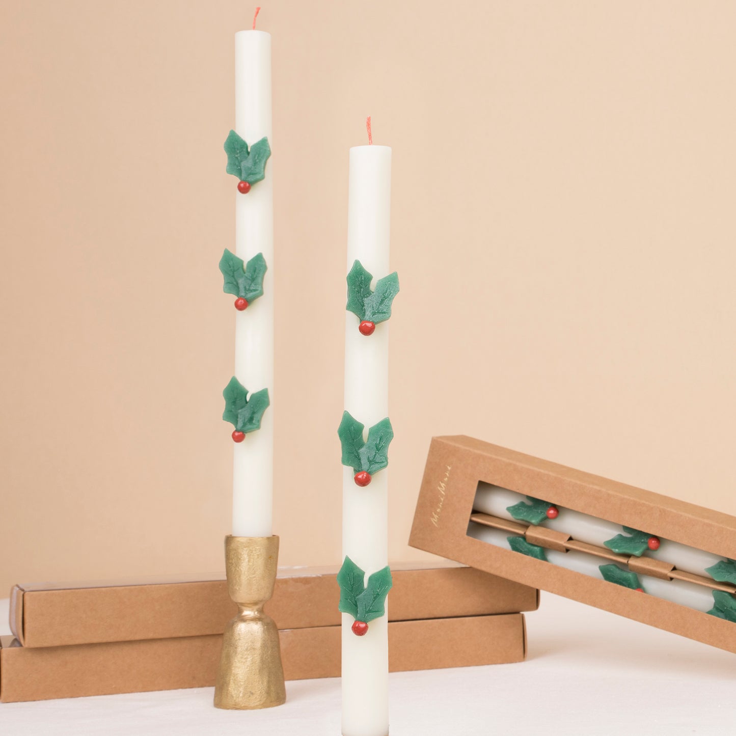 Holly Table Candles