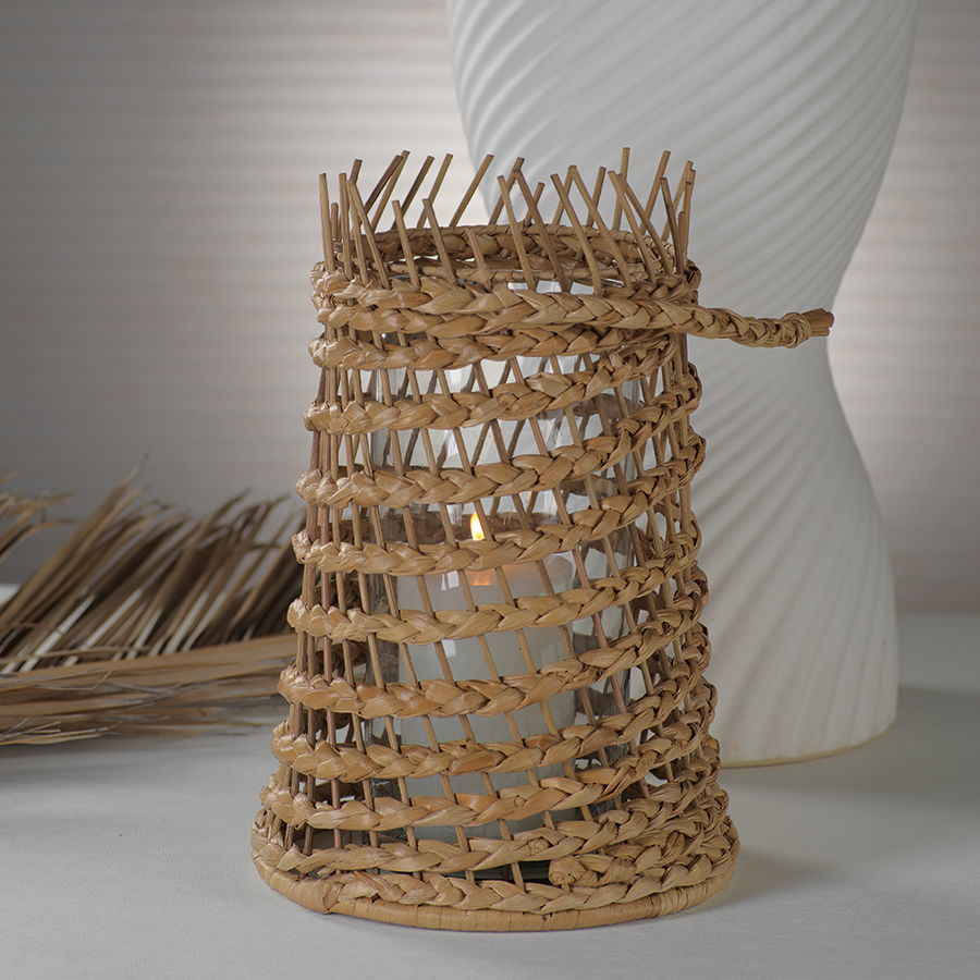 Puglia Seagrass Braided Hurricane - Lantern by Carlyle Avenue