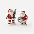 Red Glitter Santa with Wreath and Tree, Set of 2 Assorted