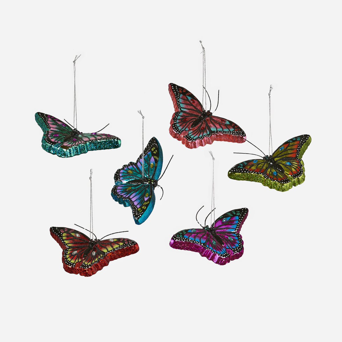 Butterfly Glass Ornament, Set of 6 Assorted
