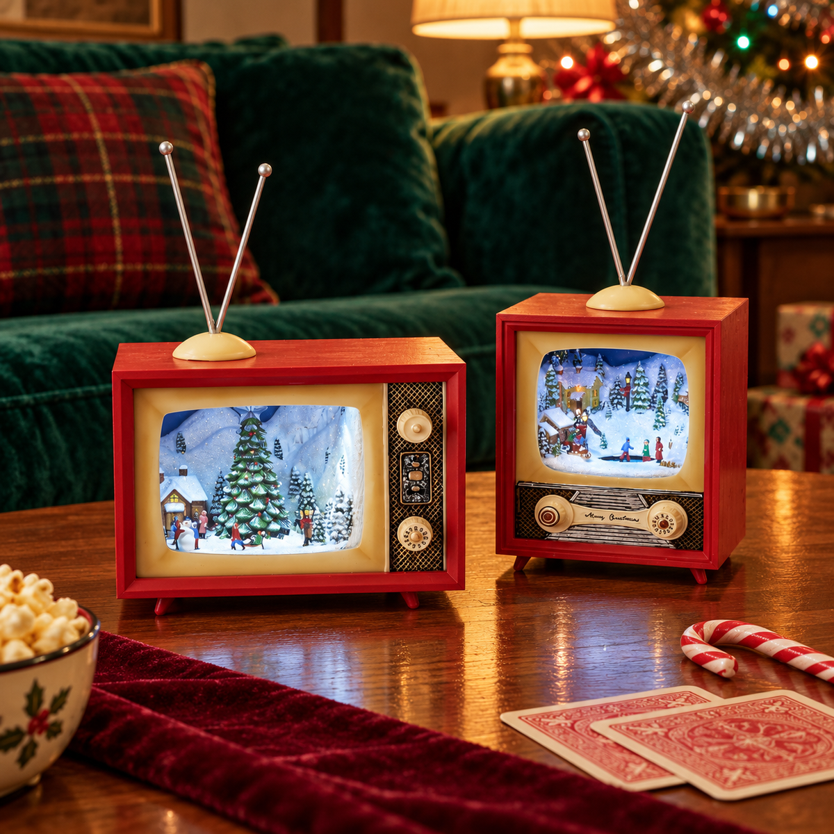 Animated Lit TV Scene, Set of 2 Assorted