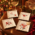 Holiday Cheers Scalloped Square Plate, Set of 4 Assorted
