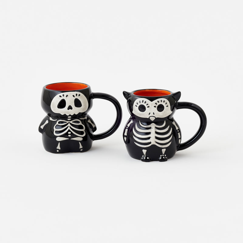 Skeleton Mug, Set of 2 Assorted