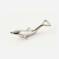 Dolphin Bottle Opener in polished aluminum, featuring a sleek dolphin design for stylish beverage enjoyment.