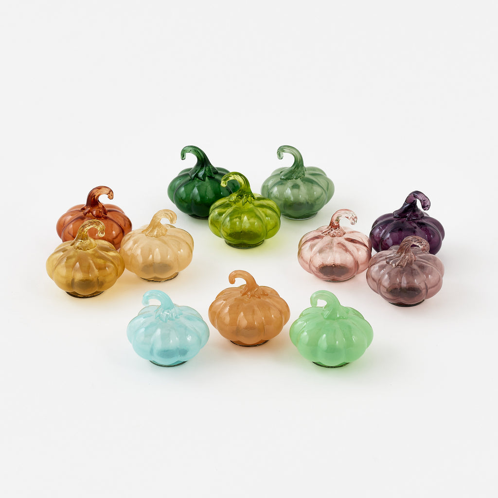 Small Glass Pumpkin, Set of 12 Assorted