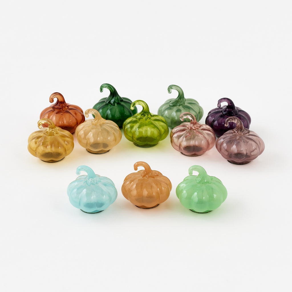 Small Glass Pumpkin, Set of 12 Assorted
