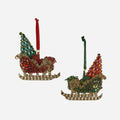 Jeweled Sleigh Ornament, Set of 2 Assorted
