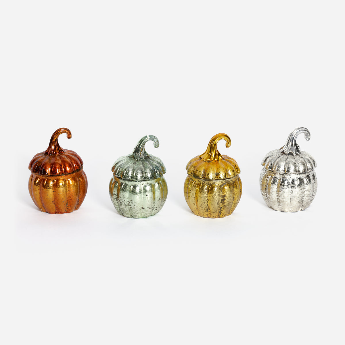 Pumpkin Shaped Glass Scented Candle, Set of 4 Assorted, Small
