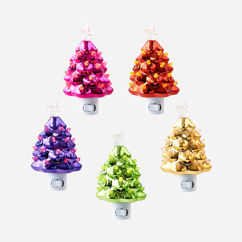 Metallic Tree Night Light with LED Lights, Set of 5 Assorted