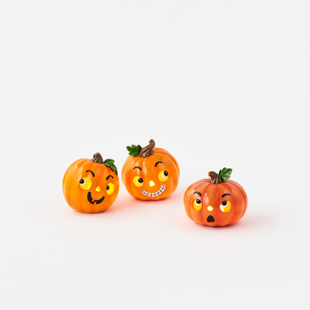 Funny Face Lit Pumpkin, Set of 3 Assorted