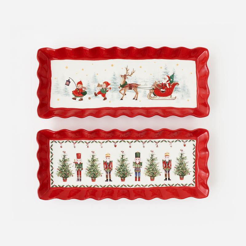 Ruffled Edge Tray, Set of 2 Assorted