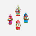 Mini Robot Glass Ornament, Set of 4 Assorted