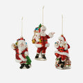 Fur Trim Santa Ornament, Set of 3 Assorted