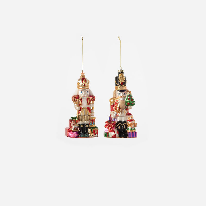 Nutcracker with Gifts Ornament - Set of 2 Assorted