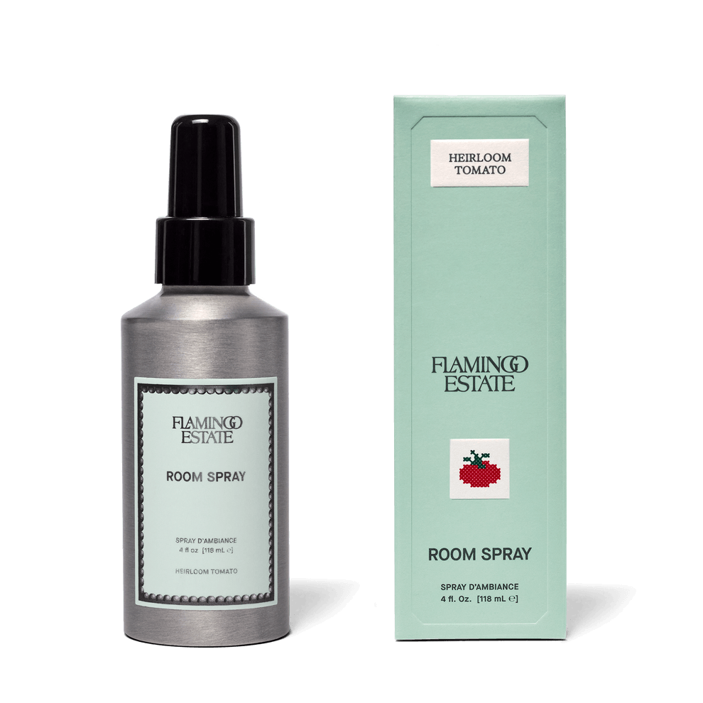 Heirloom Tomato Room Spray by Flamingo Estate featuring a sleek bottle and elegant packaging.