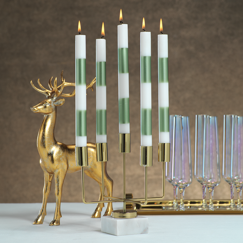 Modern & Festive Metallic Formal Taper Candles - Box of 6, Set of 2