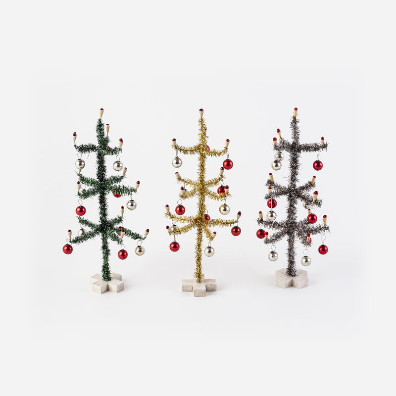 Sisal Tree with Ball Ornament, Set of 3 Assorted