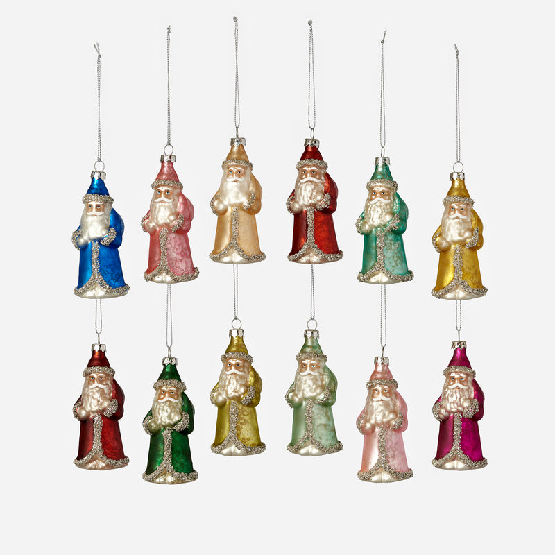 Vintage Santa Ornament, Set of 12 Assorted