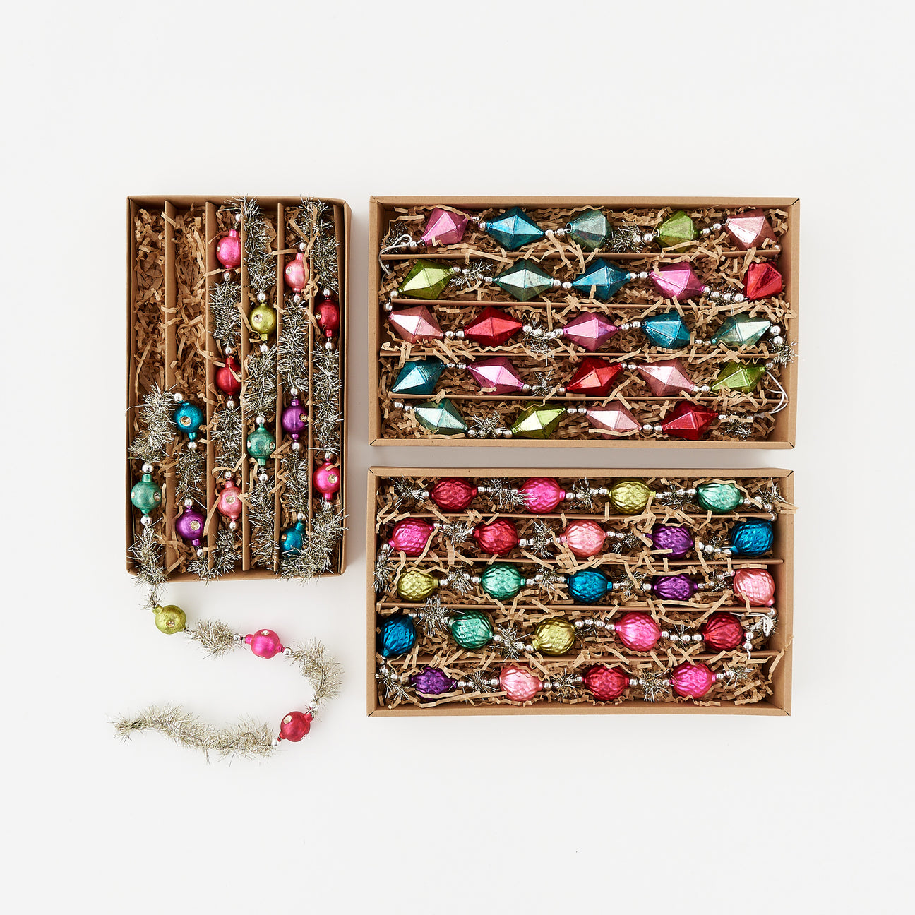Tinsel Ball Garland - Set of 3 Assorted Styles