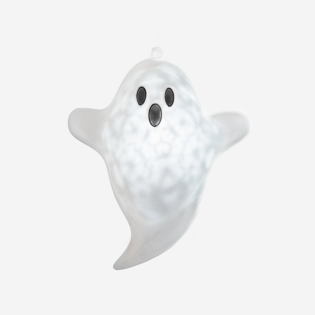 Hanging Flocked Ghost with Revolving Lights and Adapter