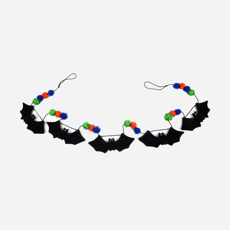 Flocked Bat Garland