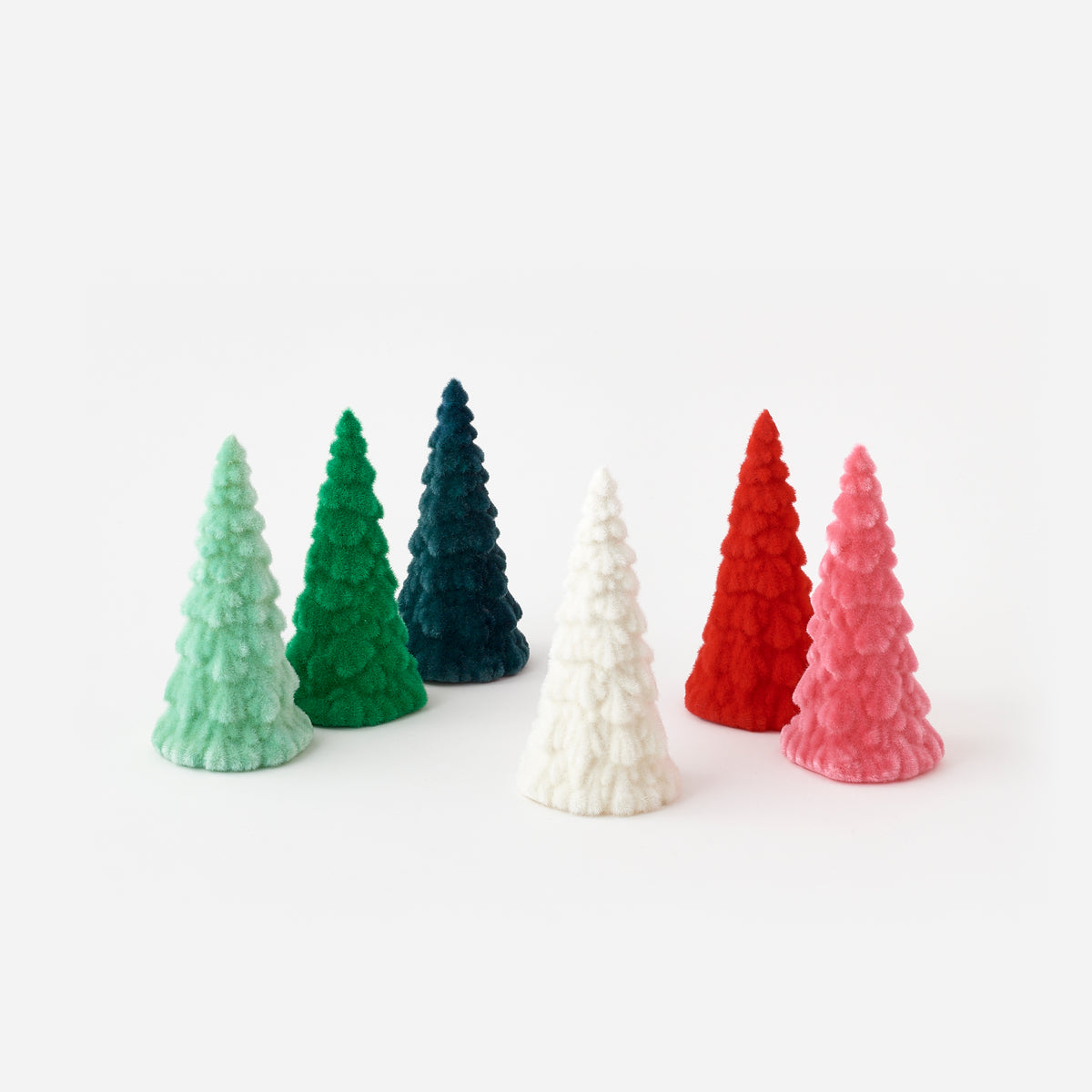 Flocked Tree, Set of 6 Assorted