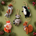 Forest Animal Wool Ornament, Set of 5 Assorted