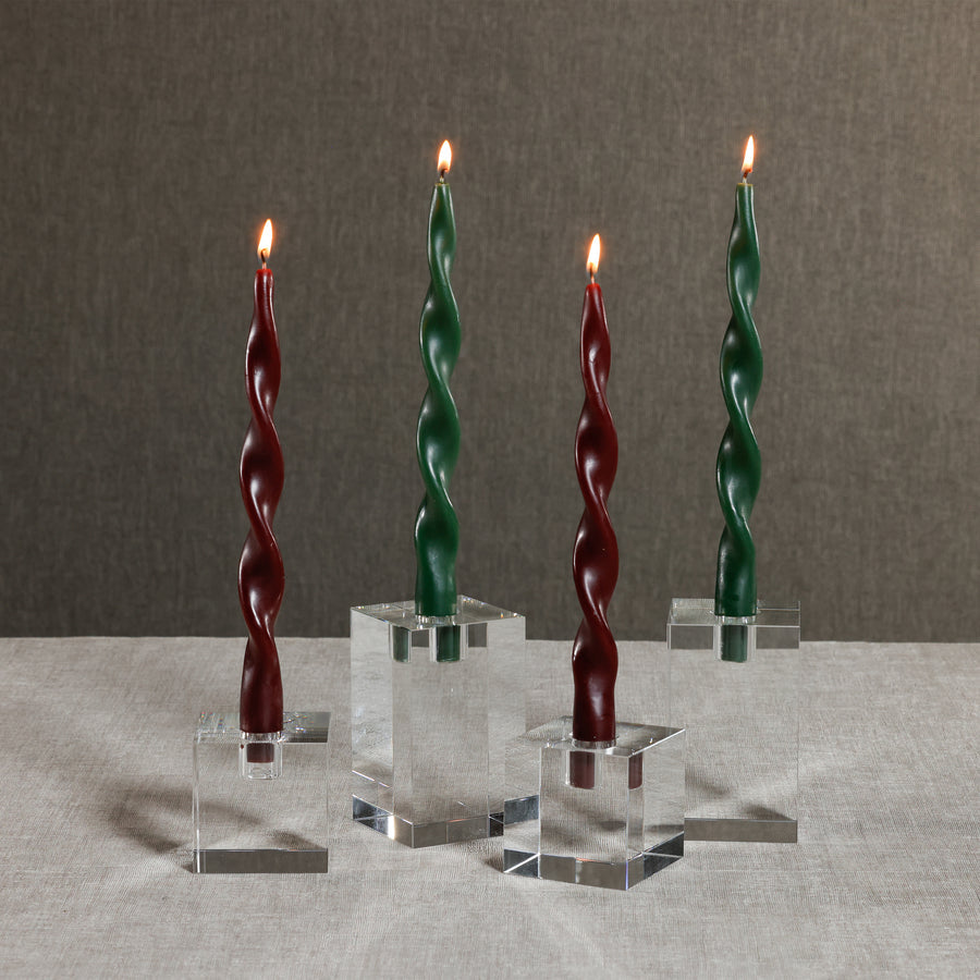 Square Crystal Glass Taper Holder - Taper Holder by Carlyle Avenue
