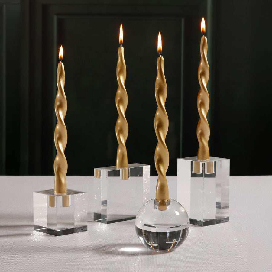 Square Crystal Glass Taper Holder