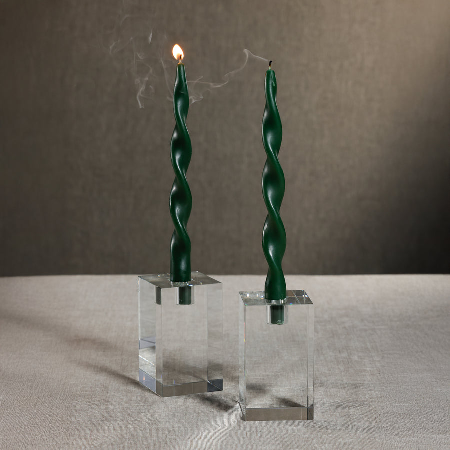 Square Crystal Glass Taper Holder - Taper Holder by Carlyle Avenue