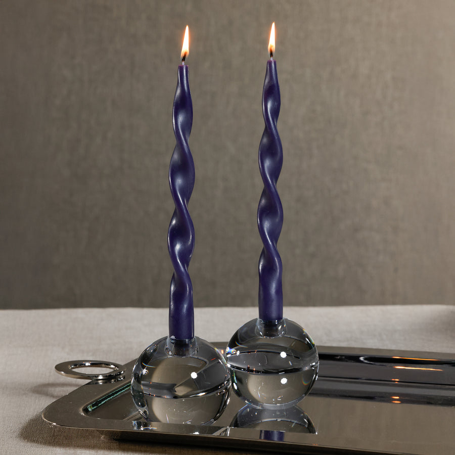 Round Crystal Glass Taper Holder - Candle Holders by Carlyle Avenue