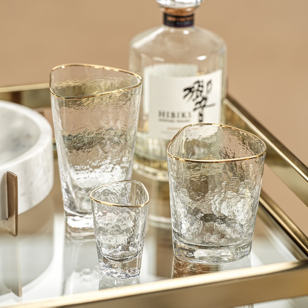 Aperitivo Triangular Glassware w/Gold Rim - Glassware by Carlyle Avenue