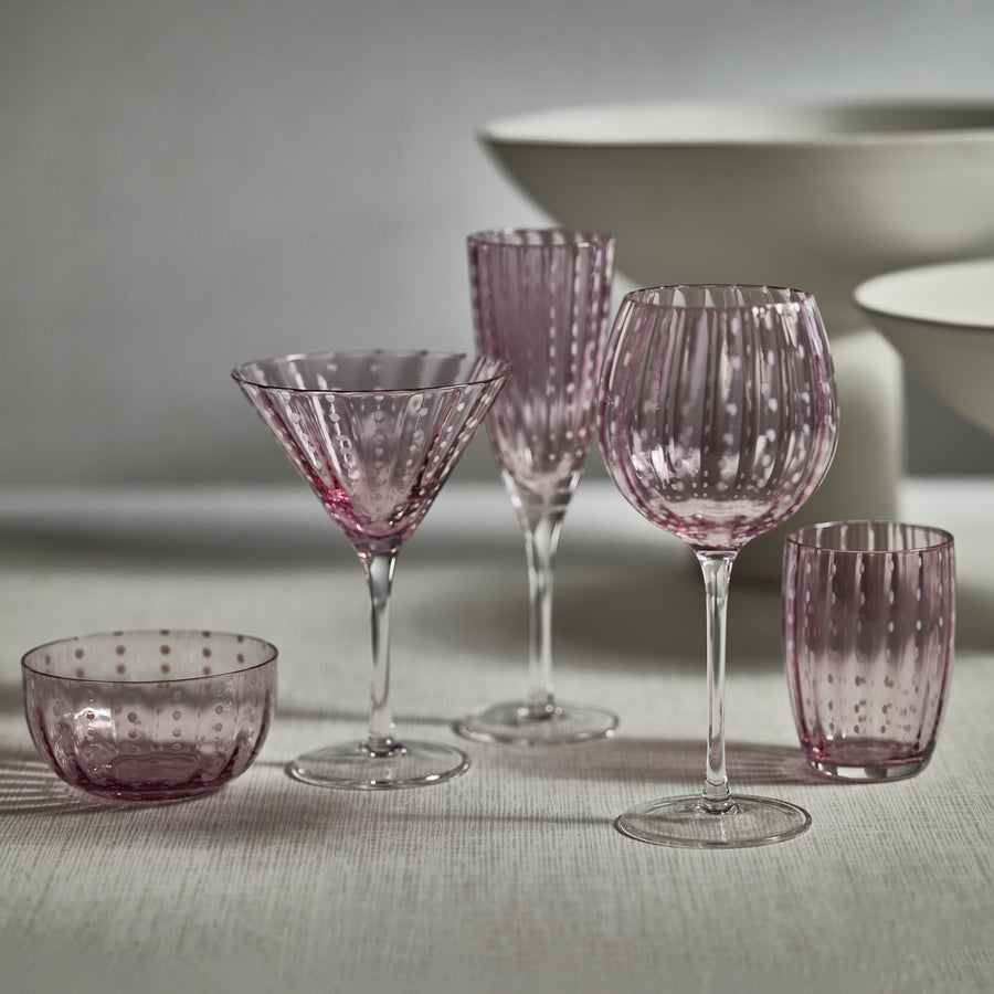 Portofino White Dot Glassware - Purple